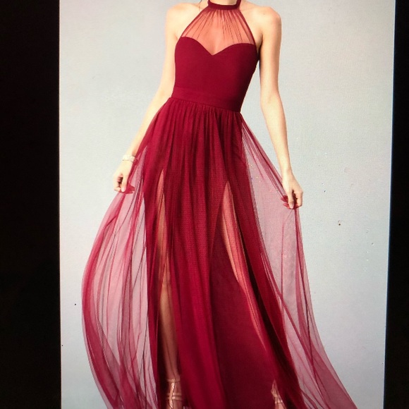 open lace back dress Honey Couture NAOMI Burgundy Sequin Pointy Strapless Mermaid Evening D main image 1